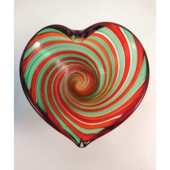 Heart-Shaped Glass Bowls With Swirling Stripes Trinket Dish Candle Holder Decor - Picture 8 of 13